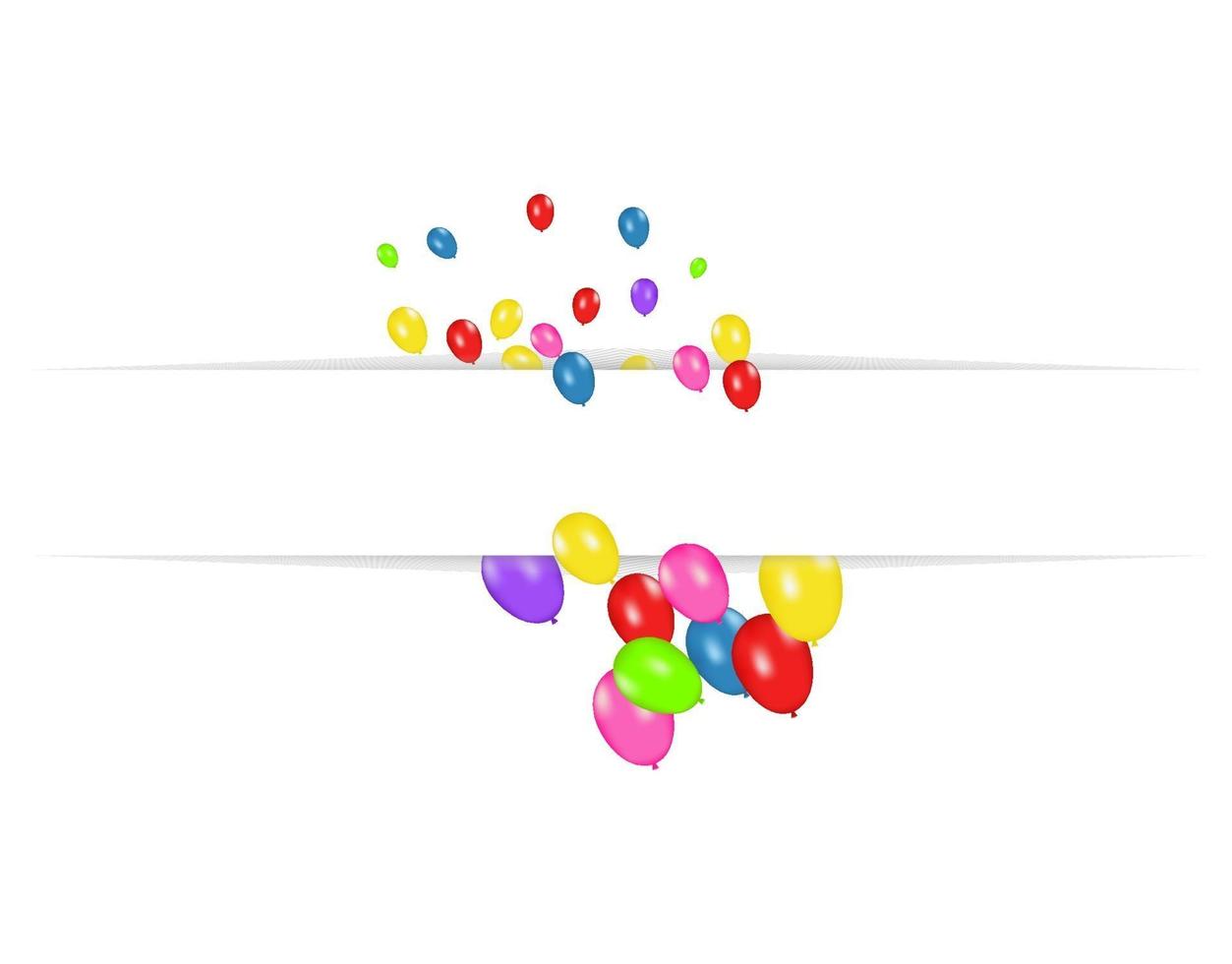 banner en blanco con globos de colores aislados sobre fondo blanco. vector de fondo festivo. concepto de feliz cumpleaños