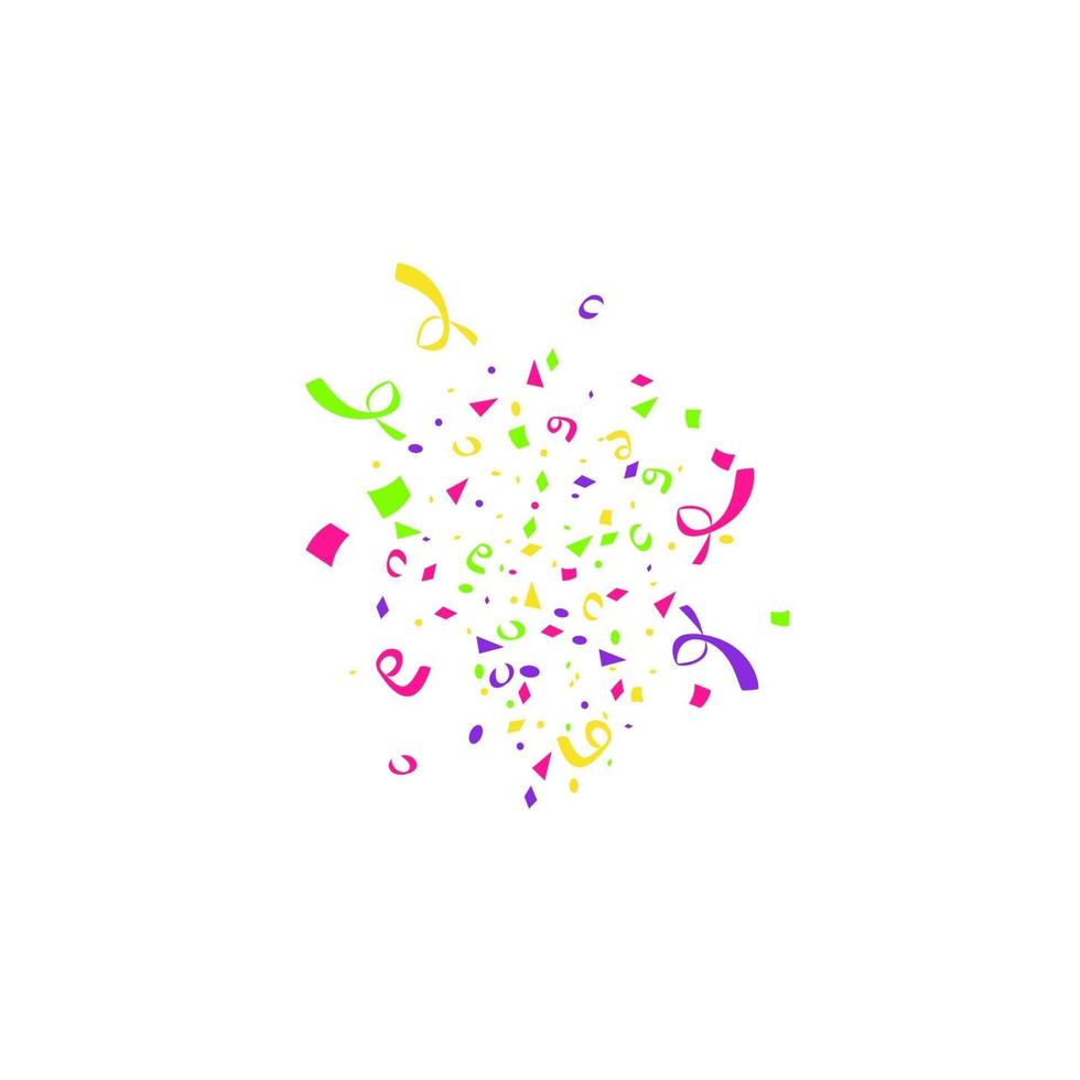 Colorful confetti burst isolated on white background. Festive template. Vector illustration of falling particles for holydays design