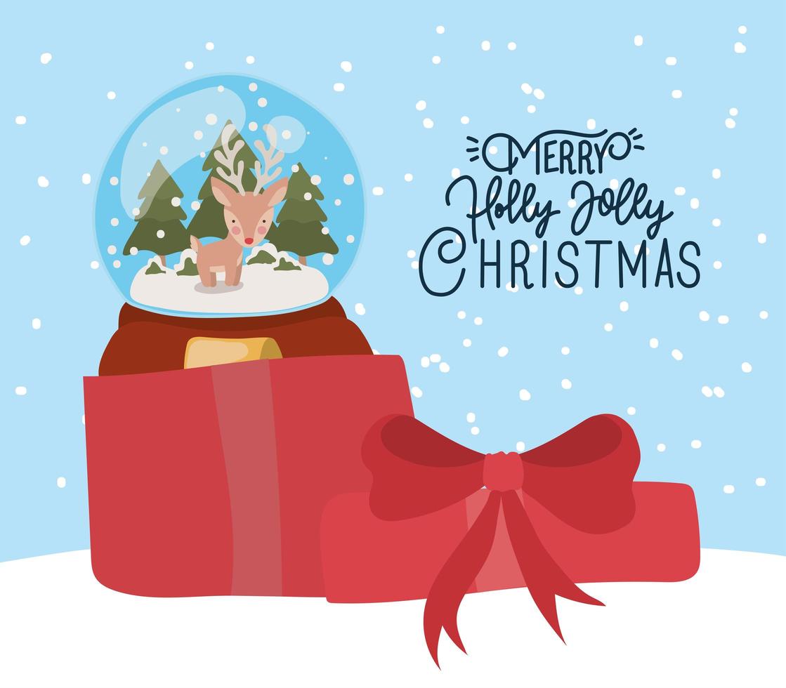 Merry Christmas card with crystal ball vector