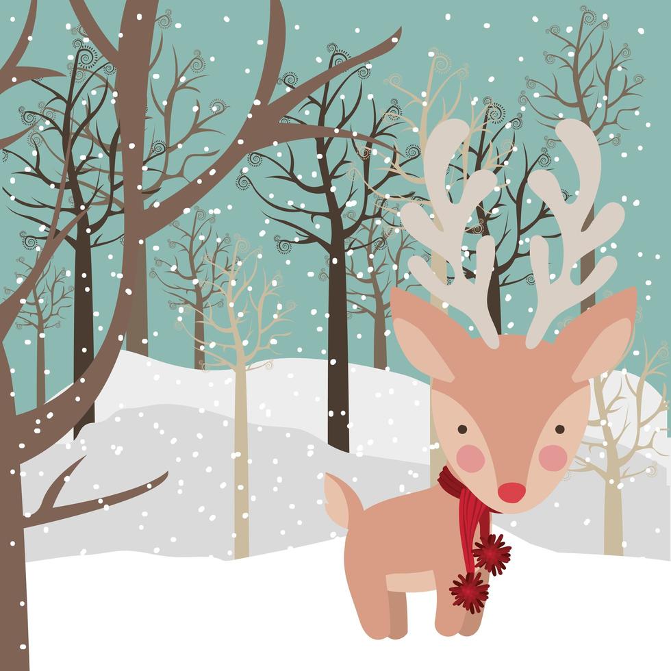 tarjeta de feliz navidad con renos vector