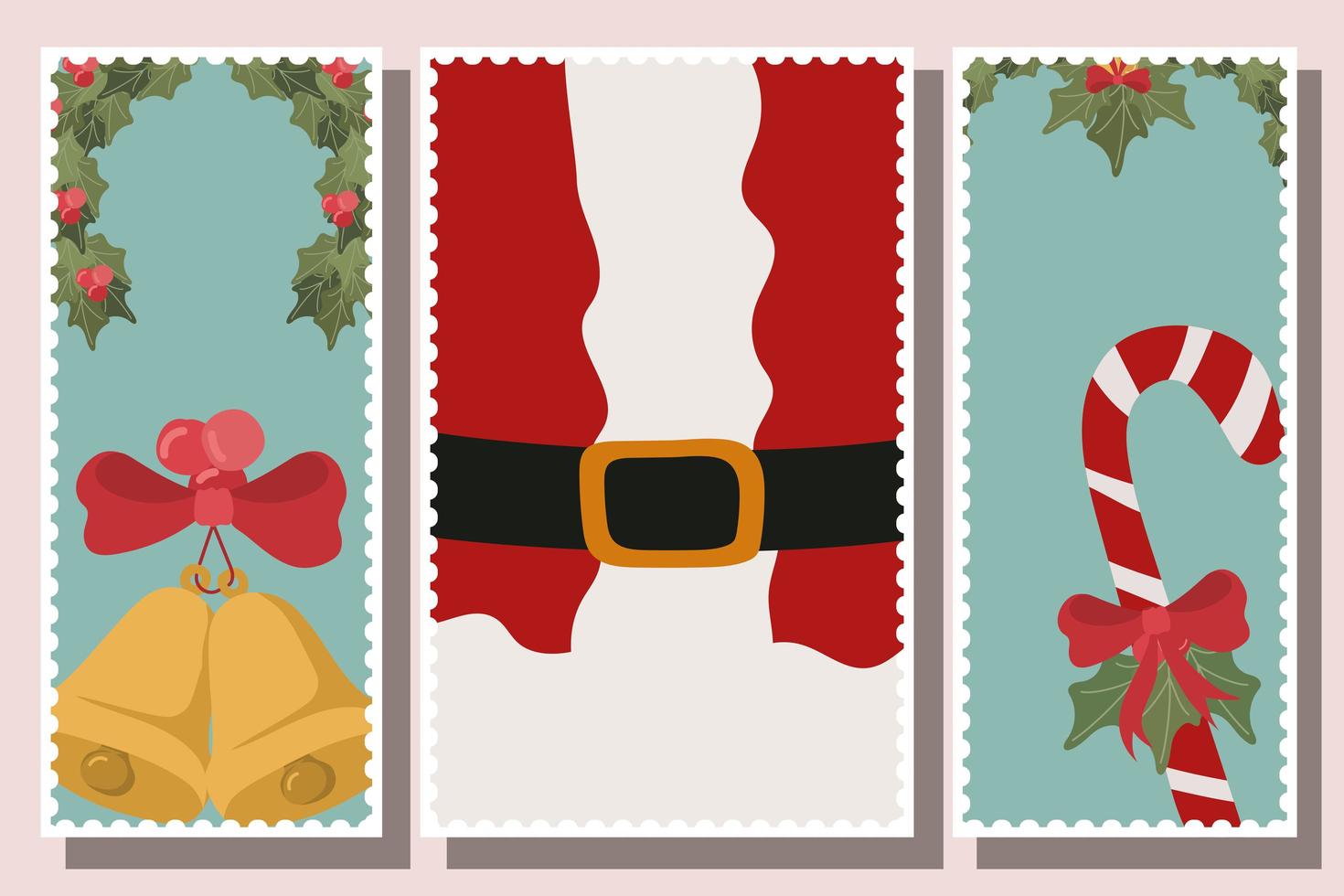 feliz navidad conjunto de tarjetas vector