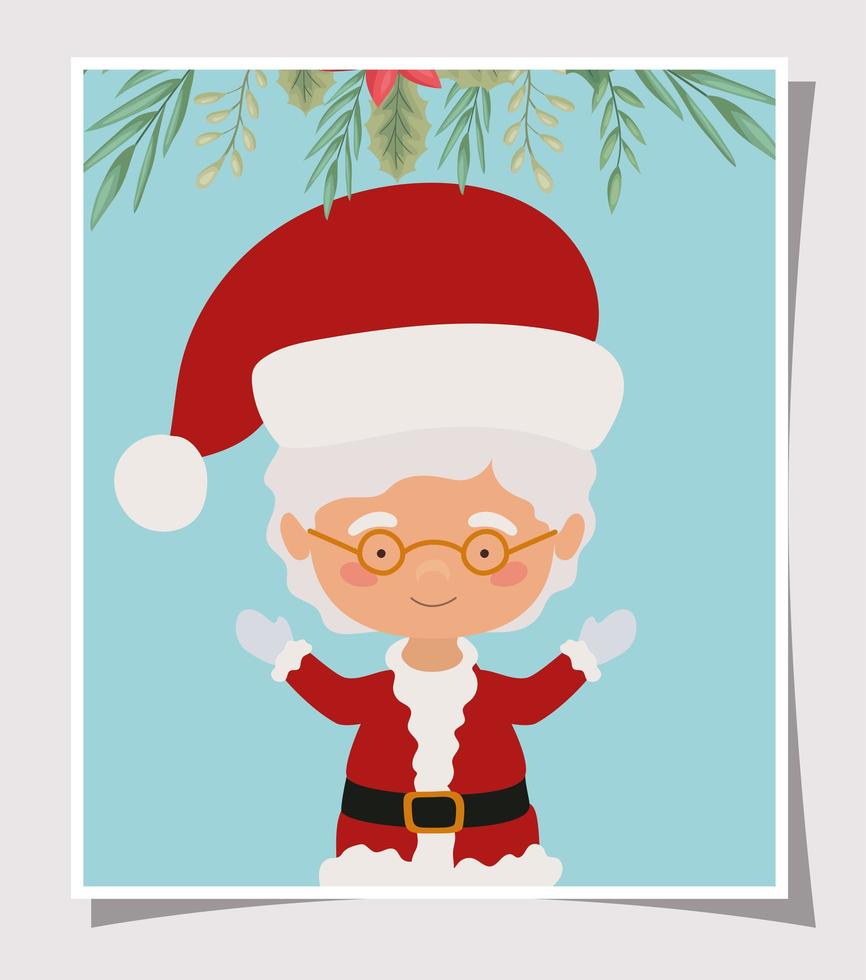 tarjeta de feliz navidad con la sra. claus vector