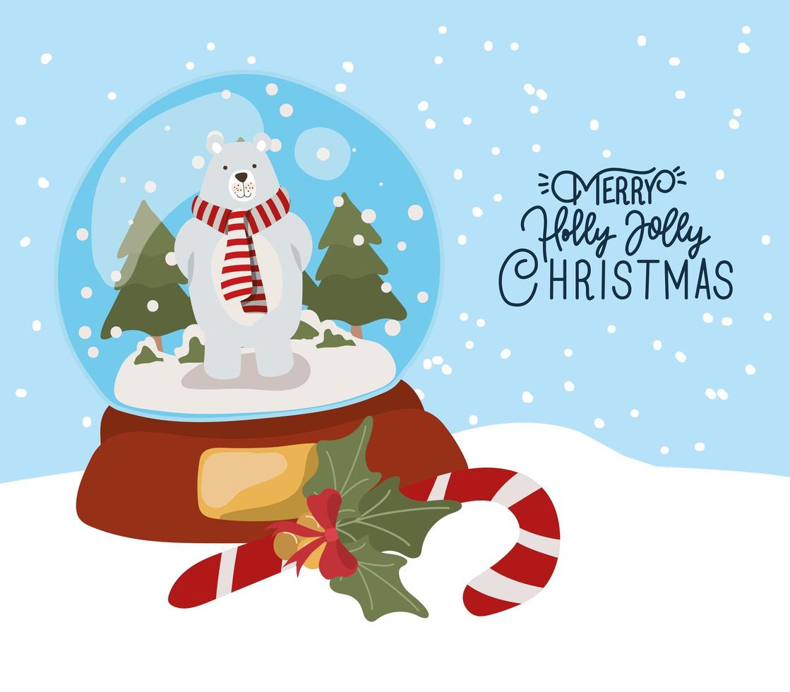 Merry Christmas card with crystal ball vector