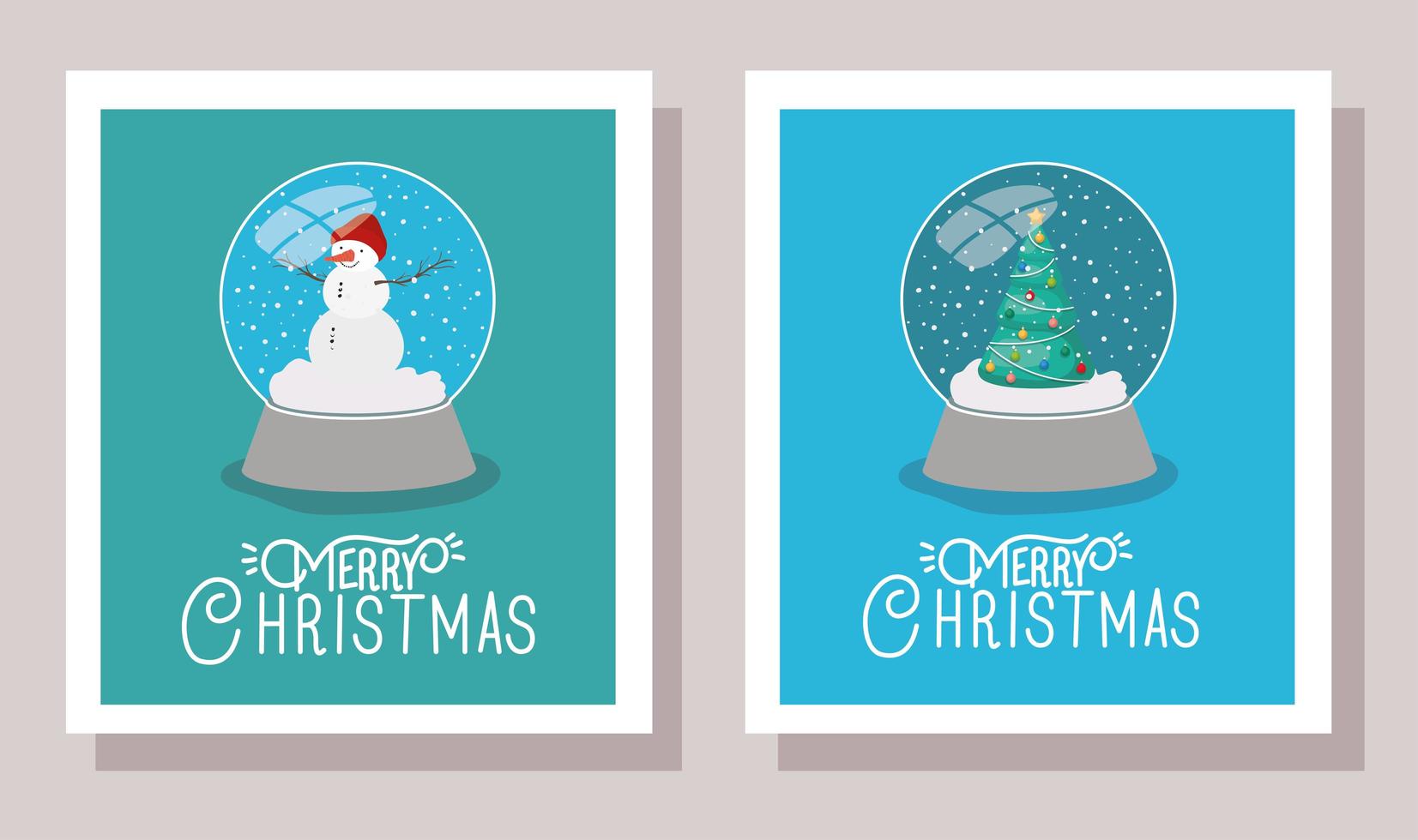 Merry Christmas cards with crystal balls vector