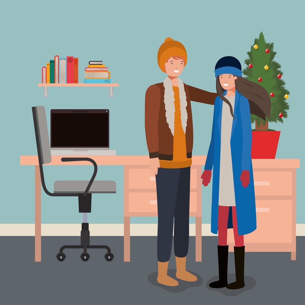 couple celebrating Christmas vector