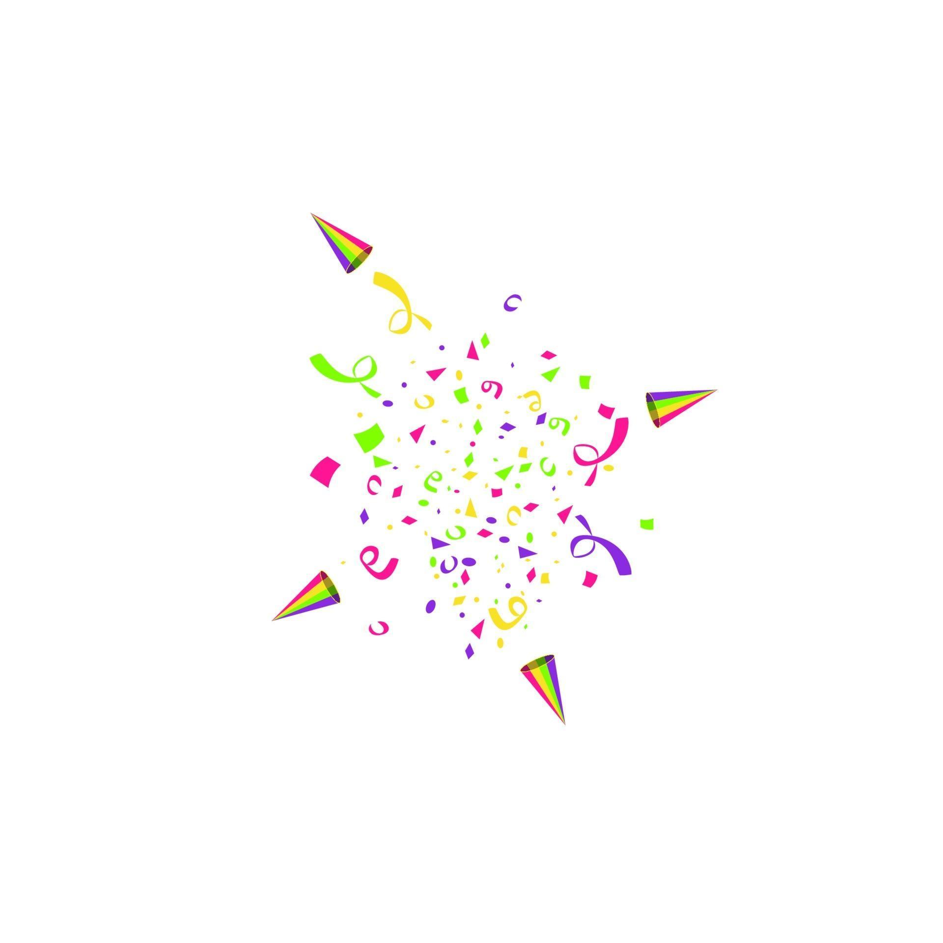 Vector confetti. Festive illustration. Party popper isolated on white