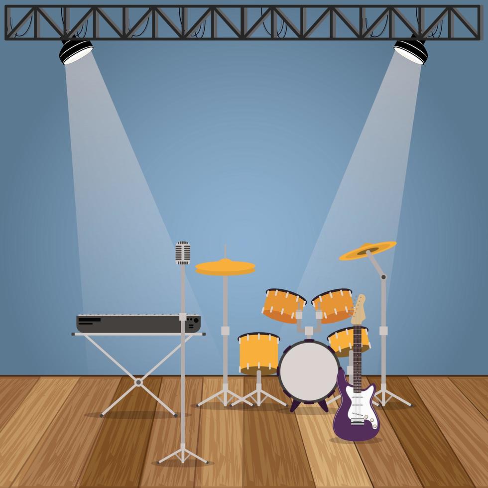 conjunto de instrumentos de banda de música vector