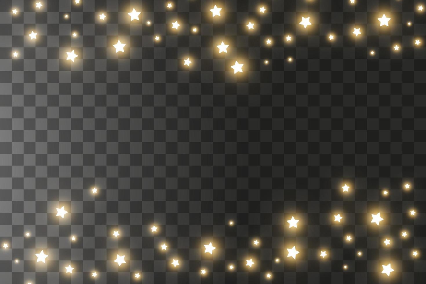 las chispas de polvo y las estrellas doradas brillan con una luz especial. efecto de luz navideña. partículas de polvo mágicas brillantes. vector