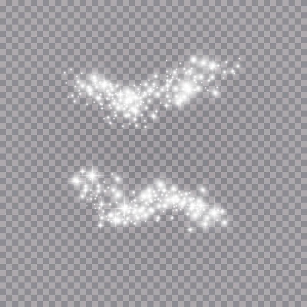 Glowing light effect with many glitter particles isolated. Vector starry clouds with dust. Magic christmas decoration