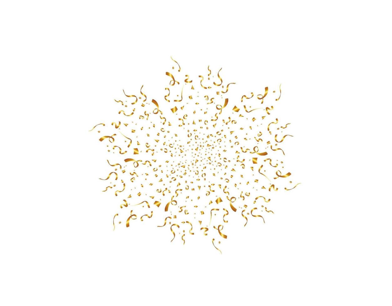 Confetti isolated on white background. Golden ribbons. Festive vector illustration