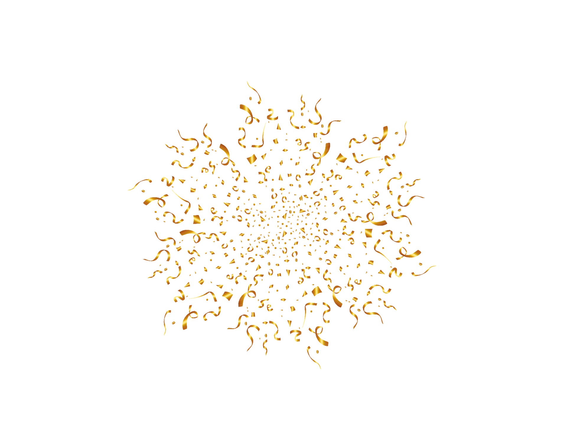 Confetti isolated on white background. Golden ribbons. Festive vector