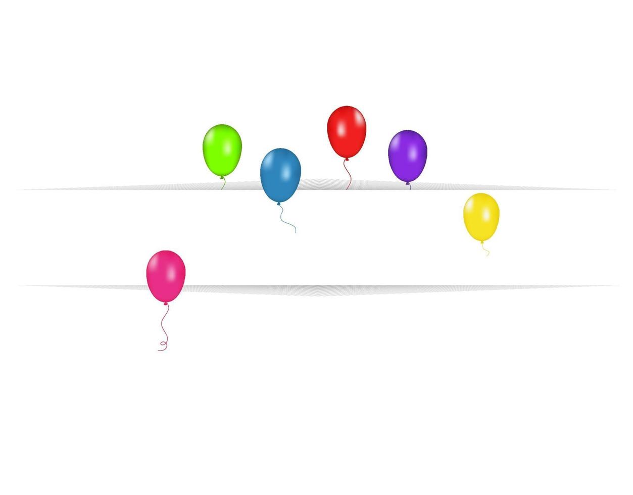 banner en blanco con globos de colores aislados sobre fondo blanco. vector de fondo festivo. concepto de feliz cumpleaños