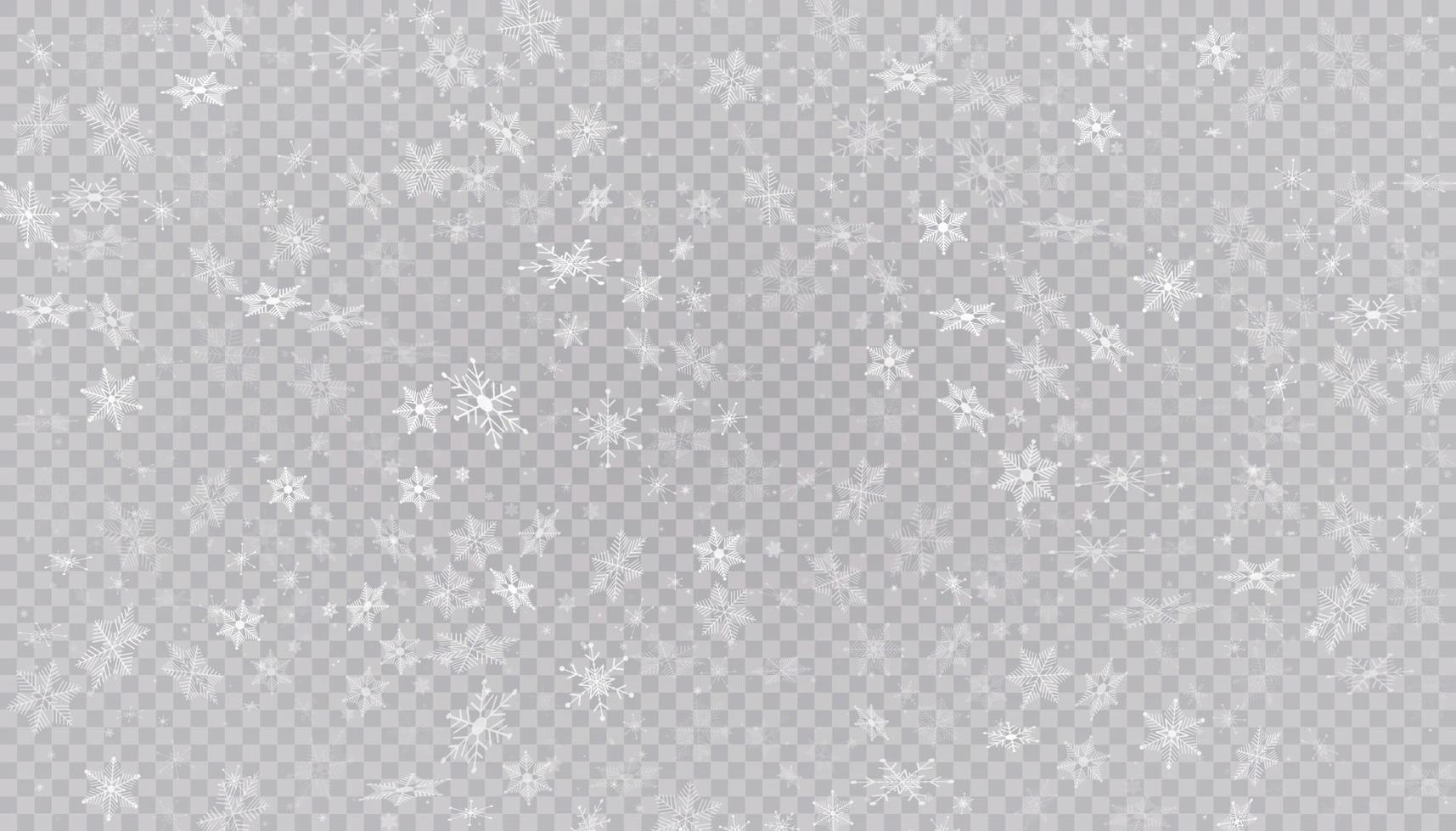 White snow flies. Christmas snowflakes. Winter blizzard background illustration. vector