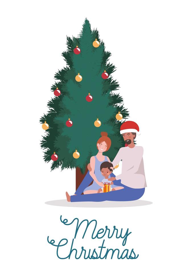 Family celebrating Christmas at home vector