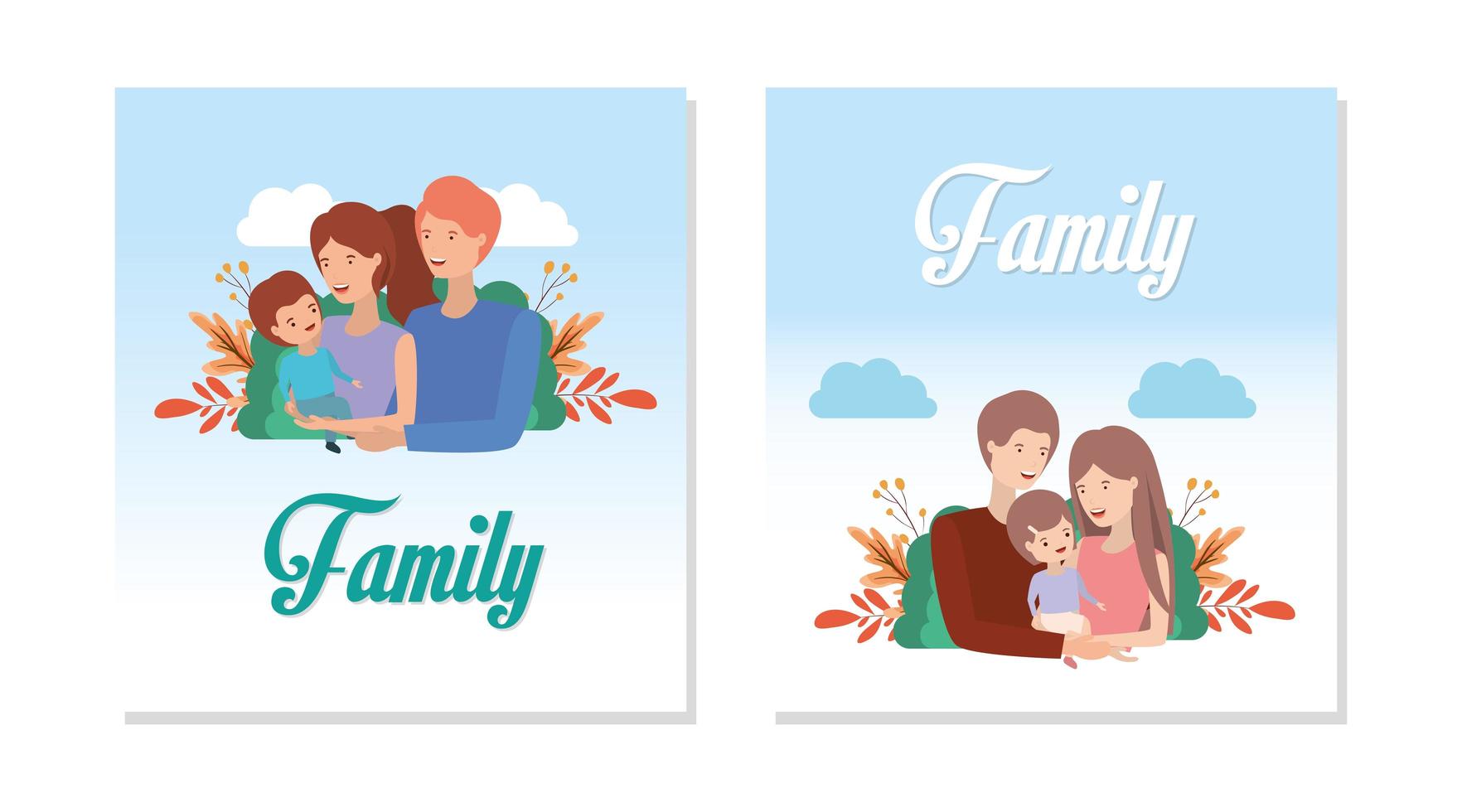 cute and happy family set vector