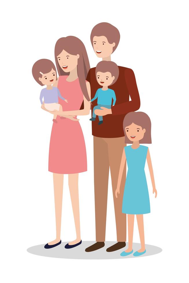 cute and happy family members characters vector