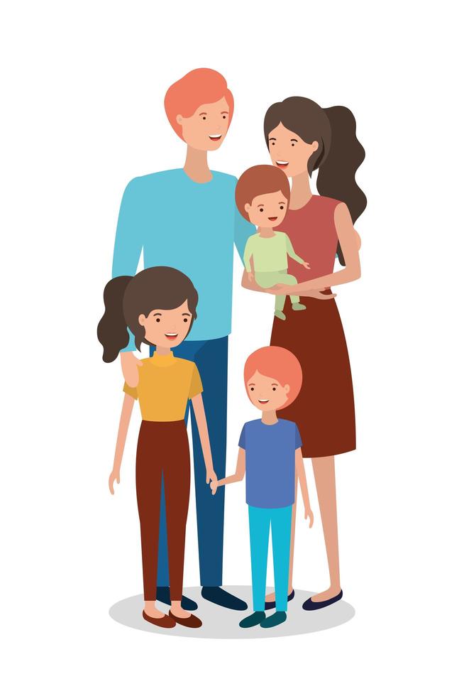cute and happy family members characters vector