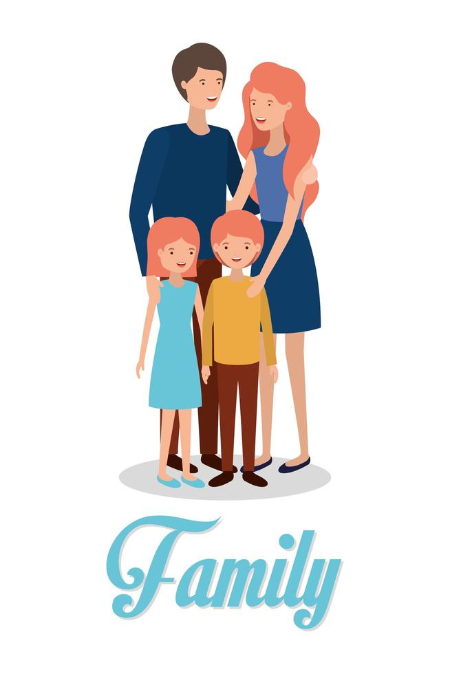 cute and happy family members characters vector