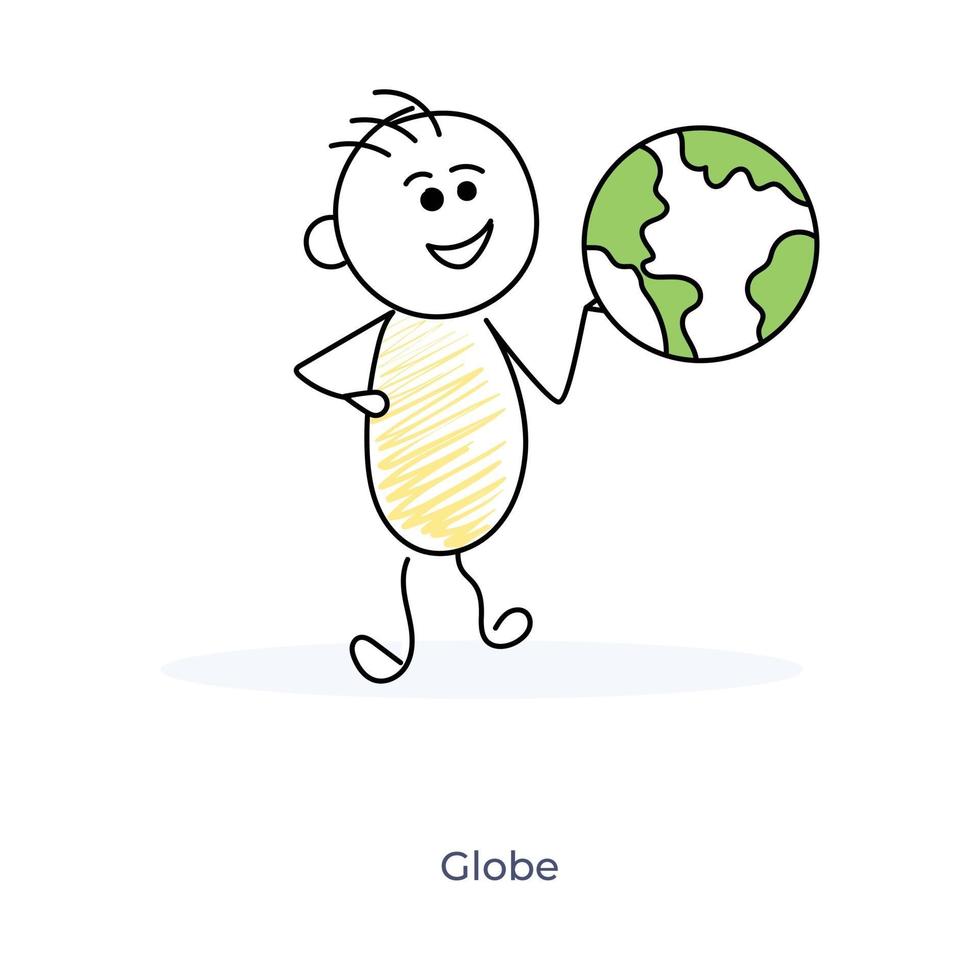 niño de dibujos animados con globo terráqueo vector