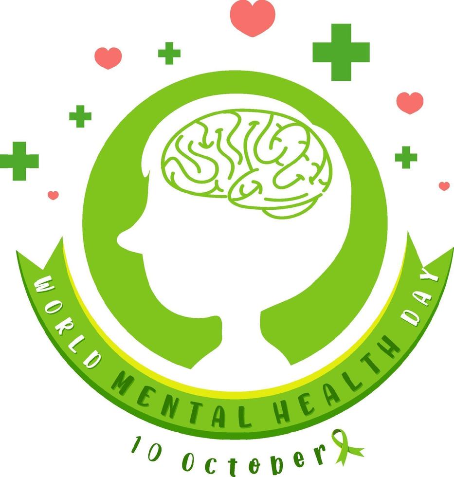 World Mental Health Day banner or logo isolated on white background vector
