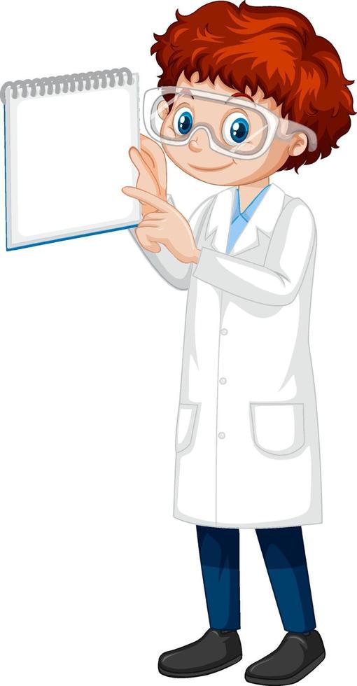 A boy cartoon character wearing laboratory coat vector