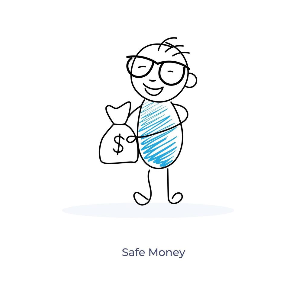 dibujos animados de empresario con bolsa de dinero vector
