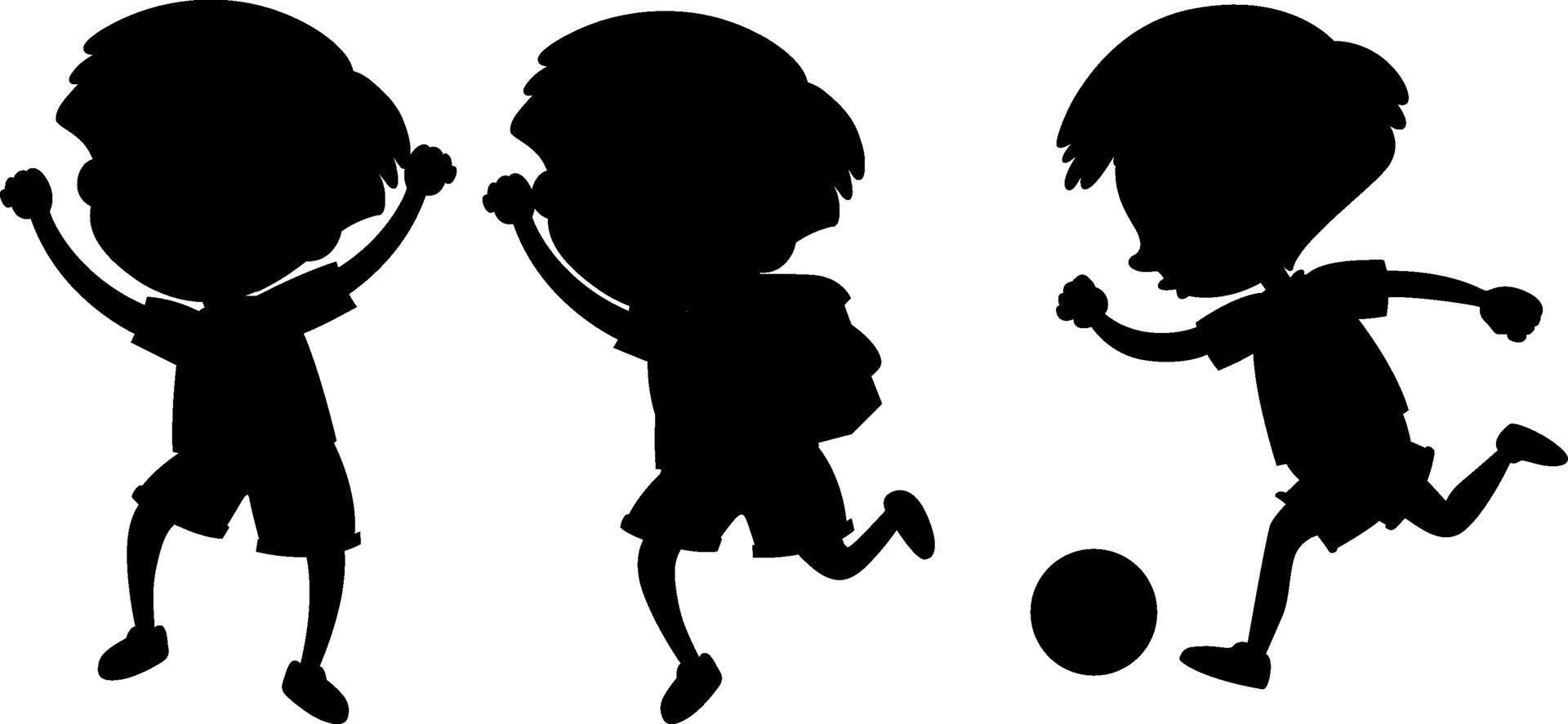 Cartoon character of kids silhouette on white background vector