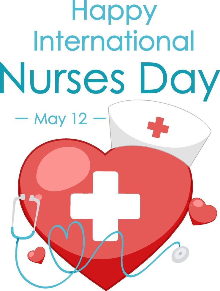 Happy International Nurses Day font with cross medical symbol vector