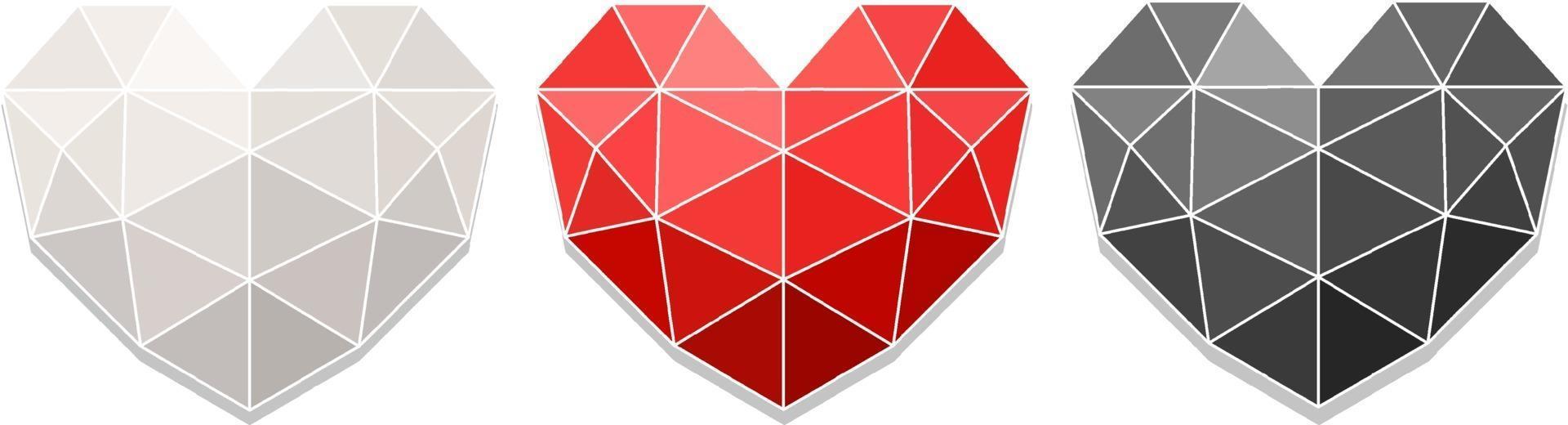 Set of different colour of geometric heart vector