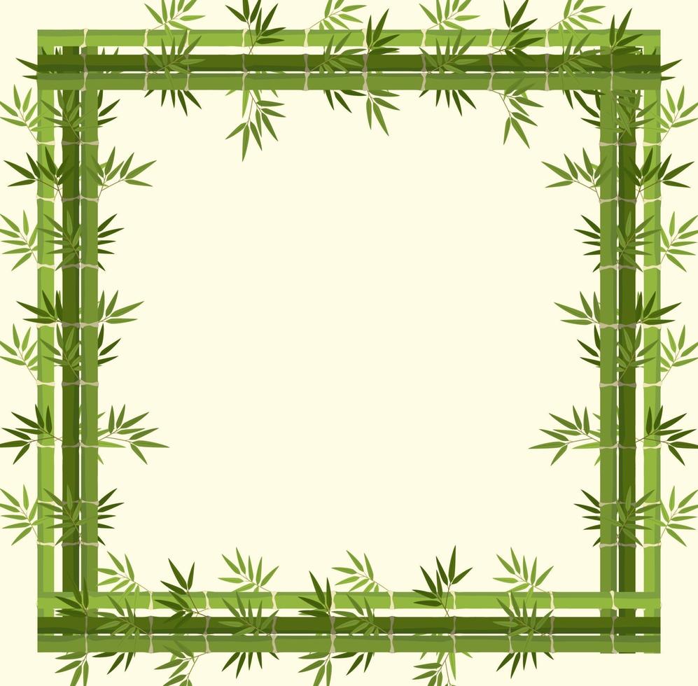 Empty banner with green bamboo frame vector