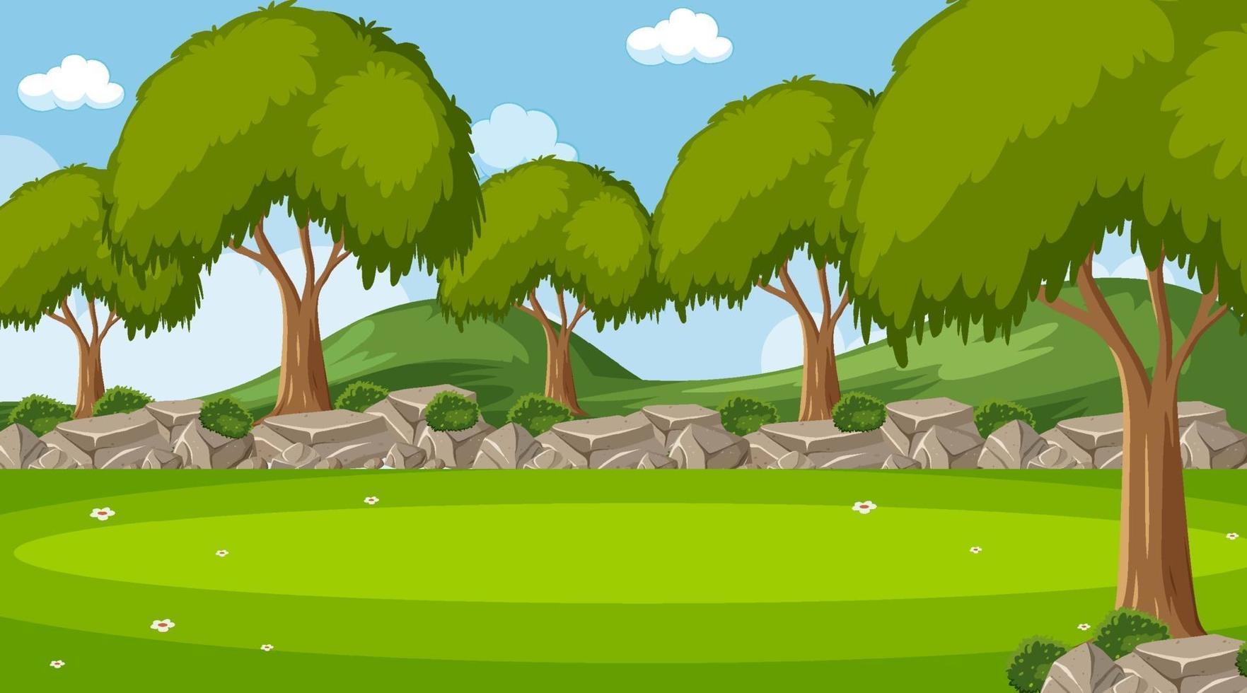 Empty nature park scene with many trees vector