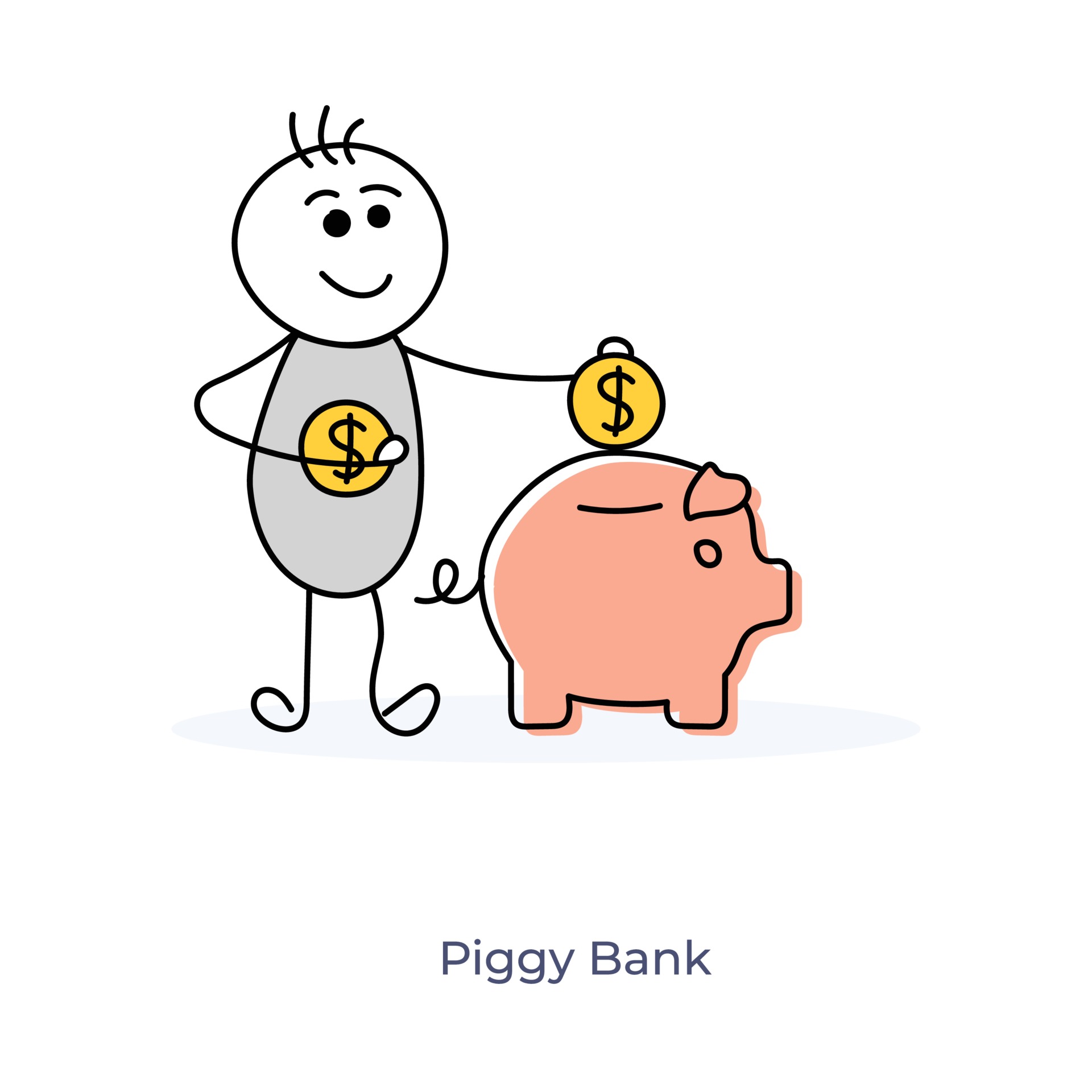 Piggy Bank Cartoon with Coin · Creative Fabrica