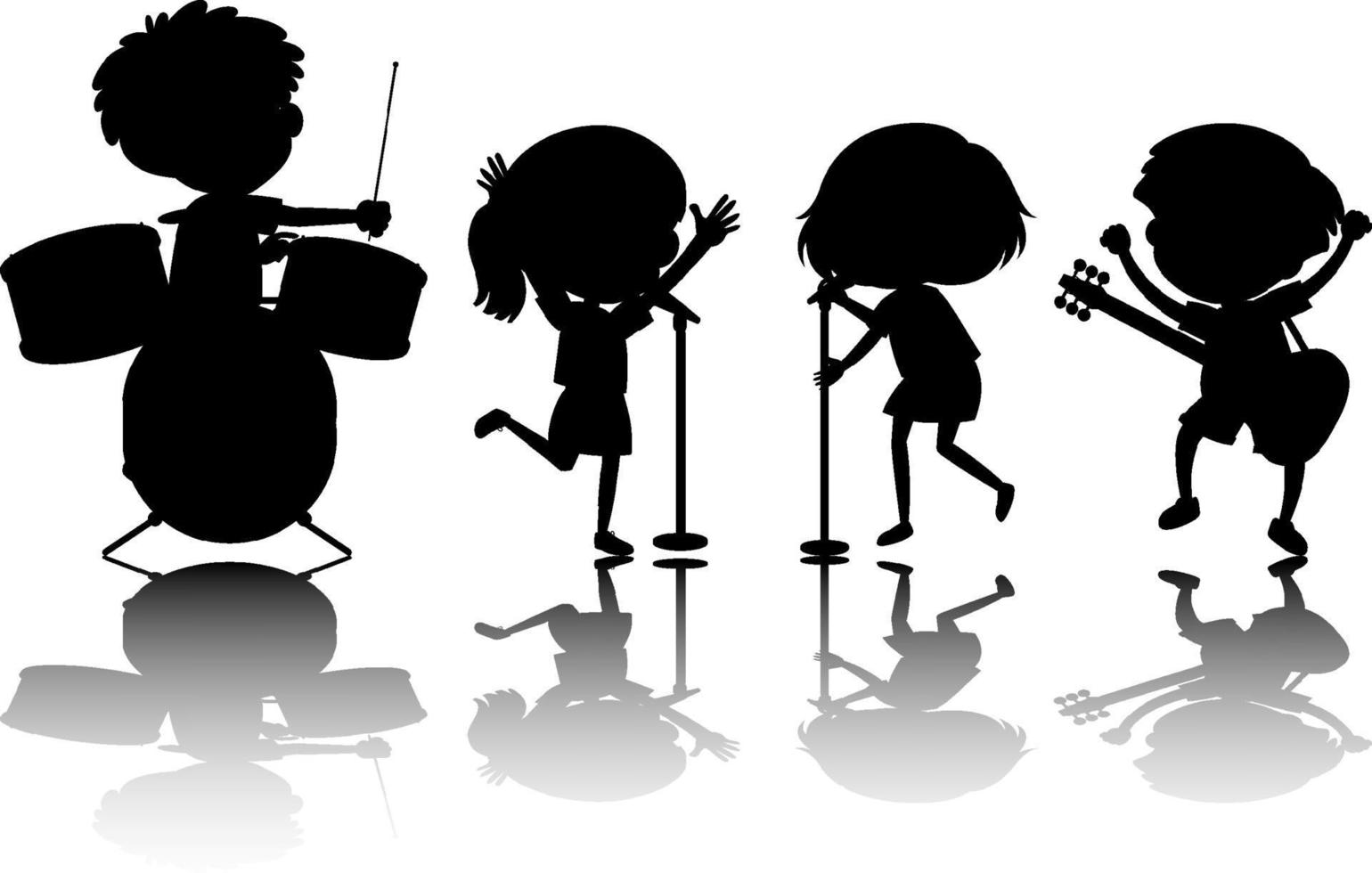 Set of kids silhouette with reflex vector
