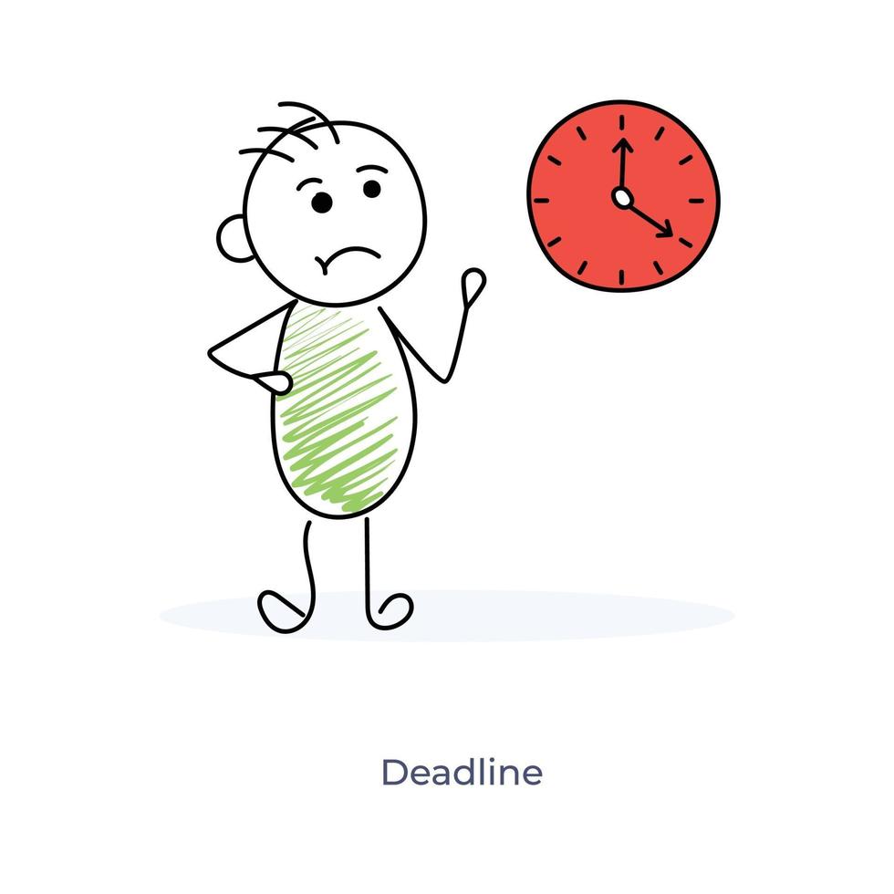 Cartoon Character Worried About Deadline vector