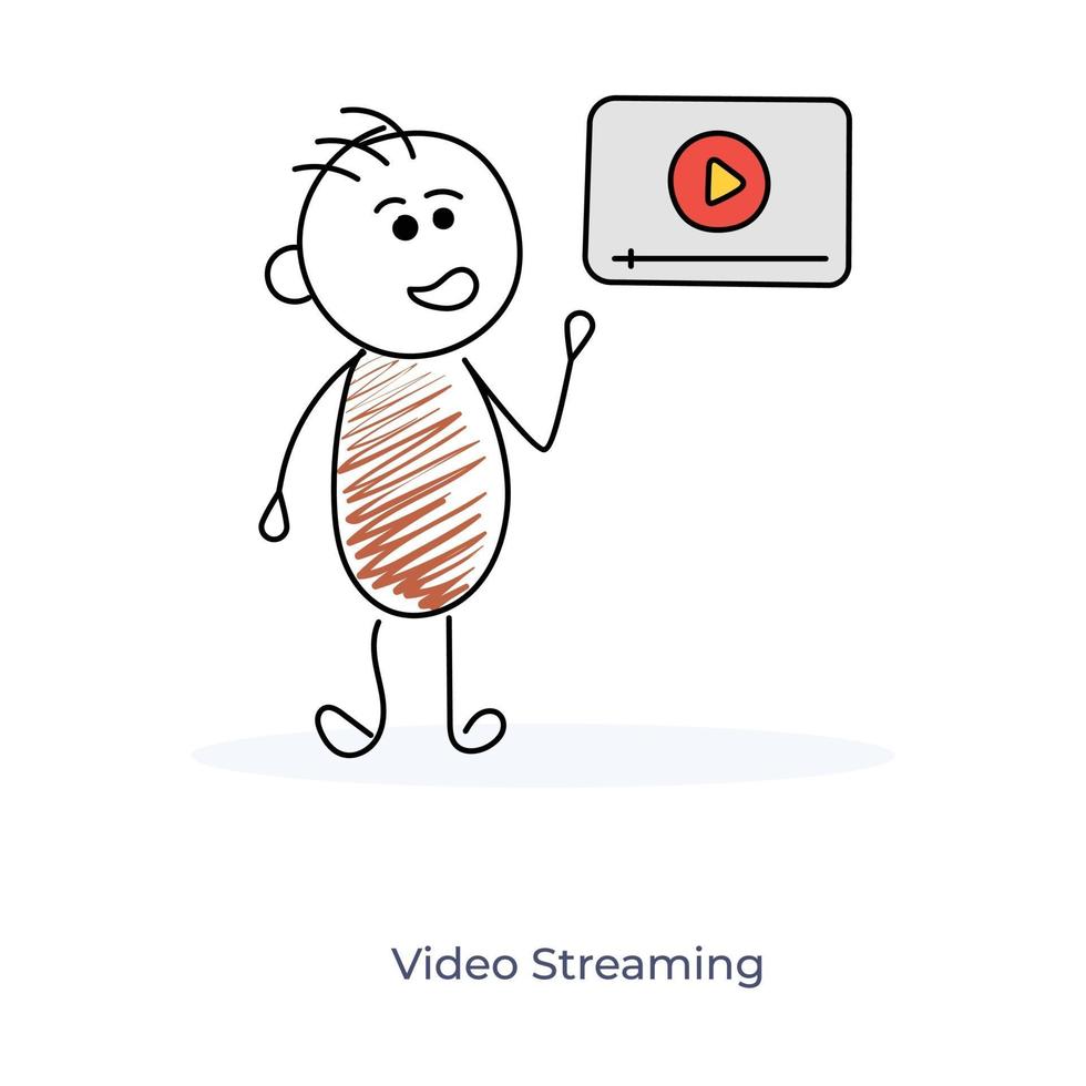 Cartoon Character Watching Online Video vector