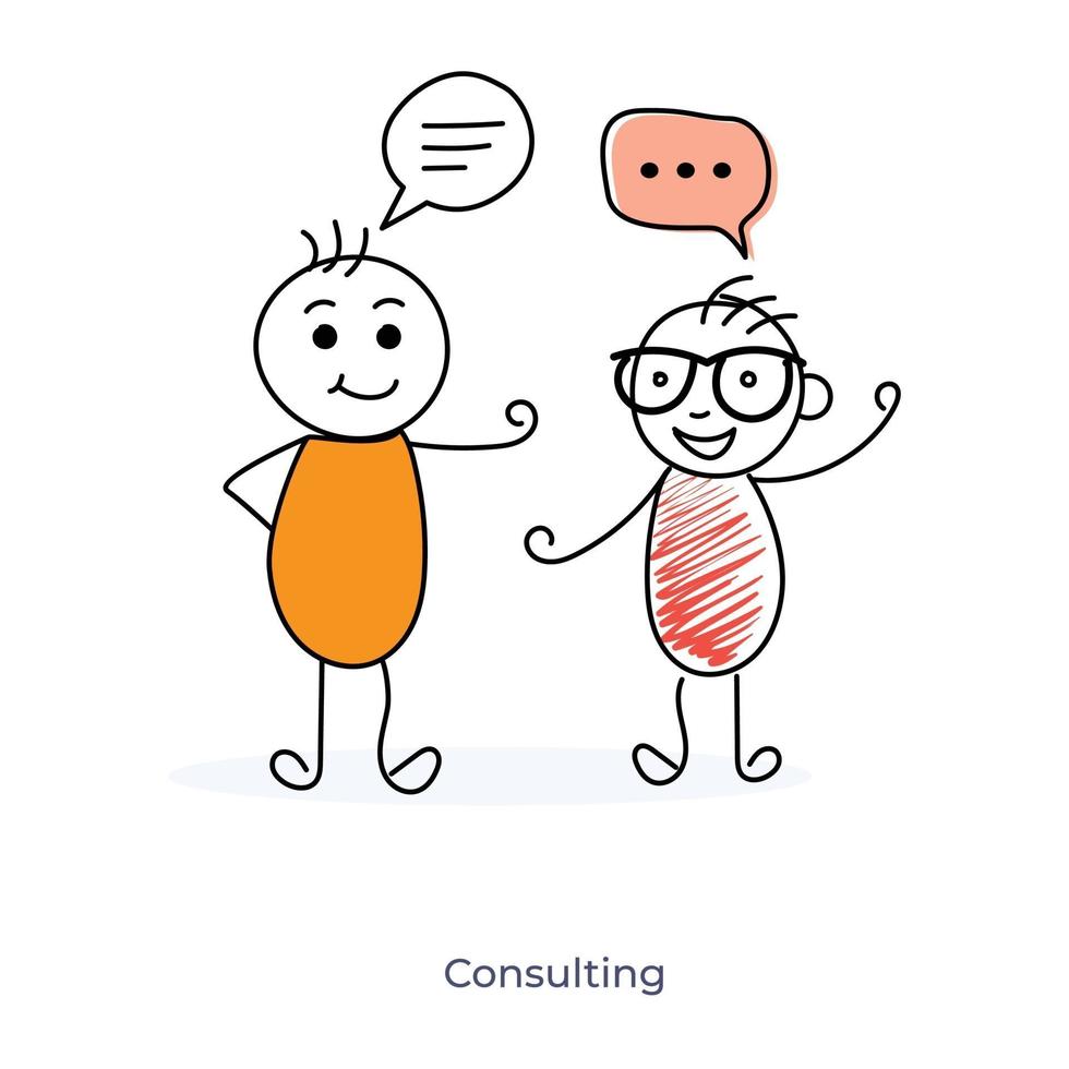 Two Cartoon Characters Consulting vector