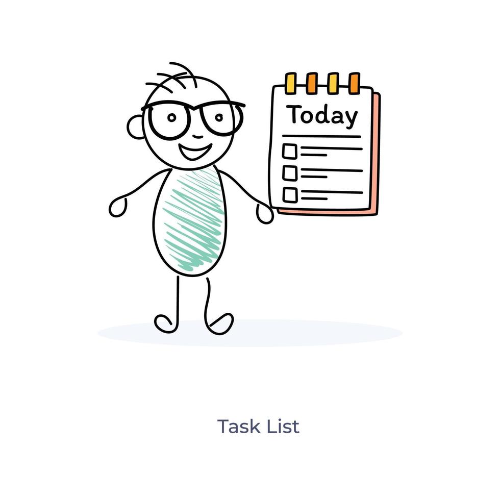 personaje de dibujos animados que muestra la lista de tareas vector