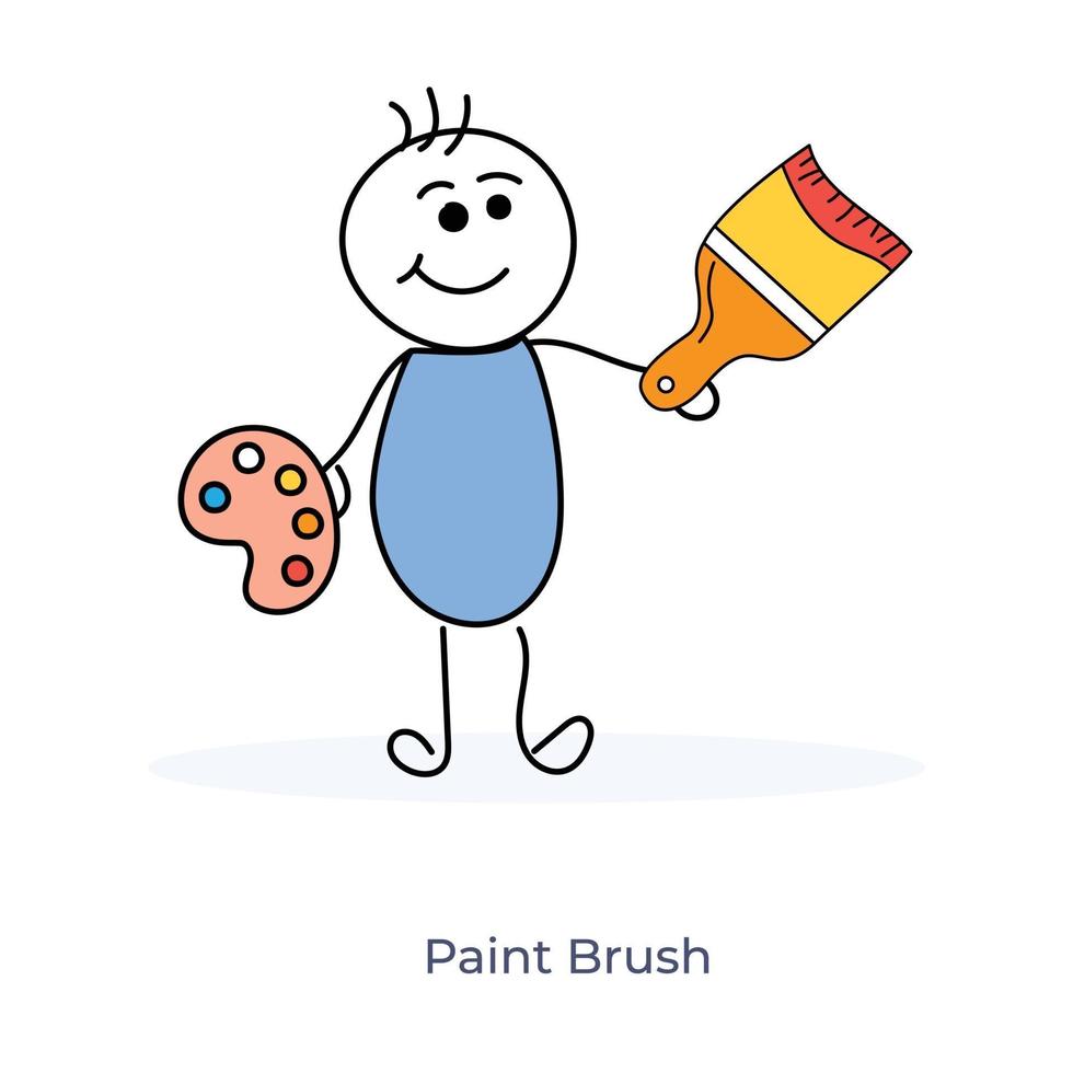 Cartoon Painter Holding Paintbrush and Painting palette vector