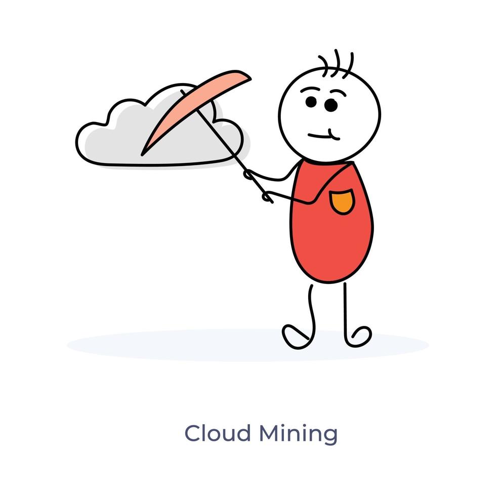 personaje de dibujos animados de minería en la nube vector