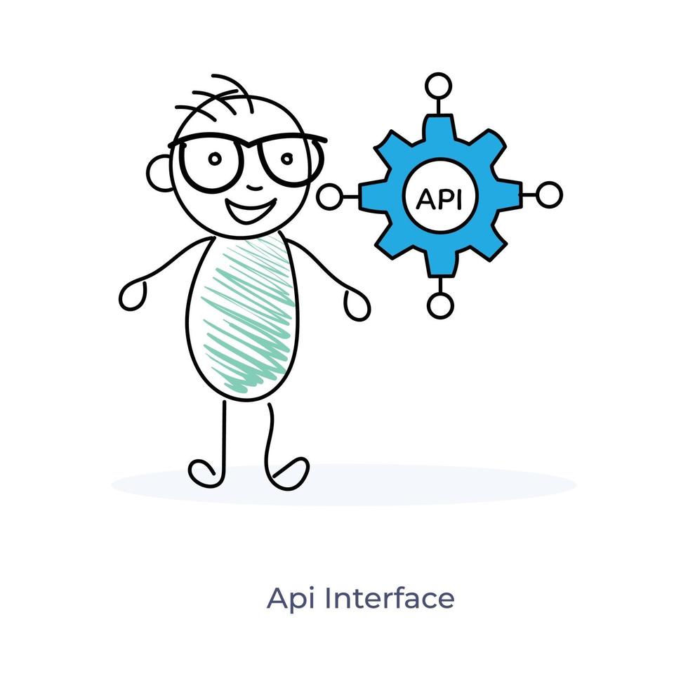 personaje de dibujos animados e interfaz api vector