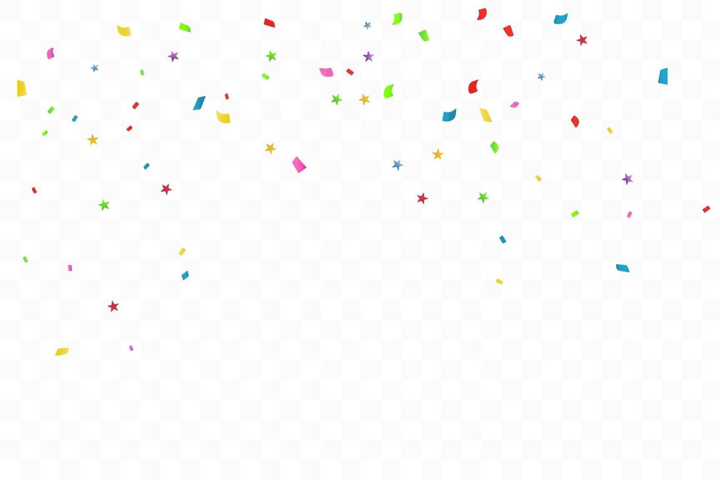 Colorful Confetti Star On Transparent Background. Celebration Party. vector