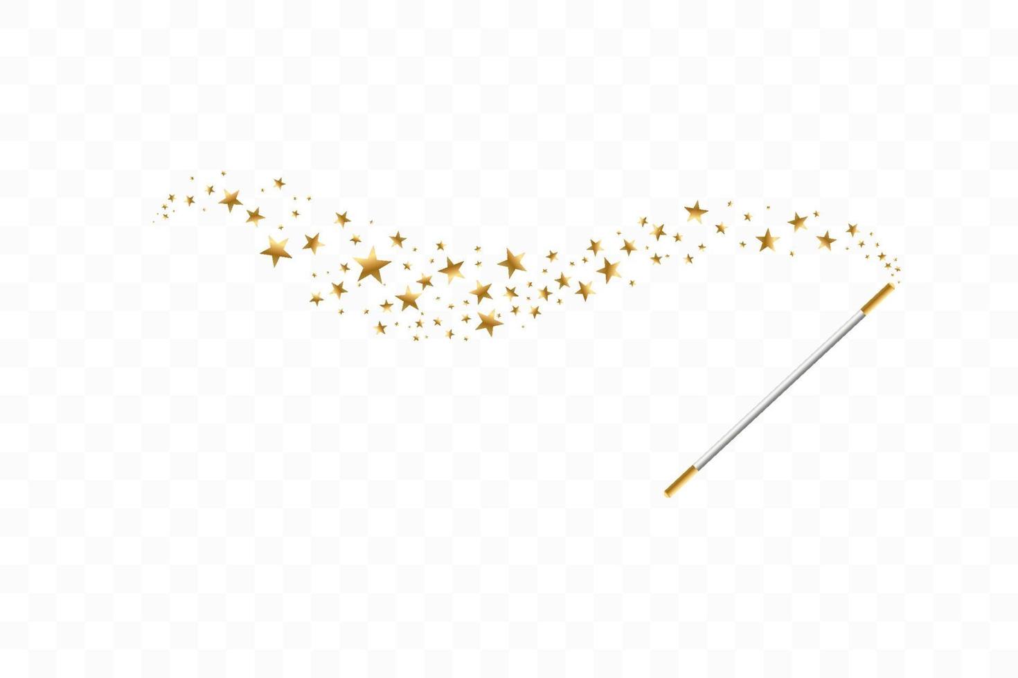 Magic wand with a stars. Trace of gold dust. Magic abstract background isolated. Miracle and magic. vector