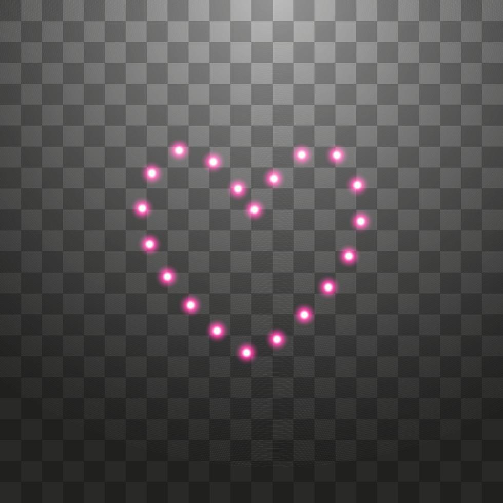 Heart of the pink lamps. Valentines day card. Heart with inscription I Love You. Vector illustration