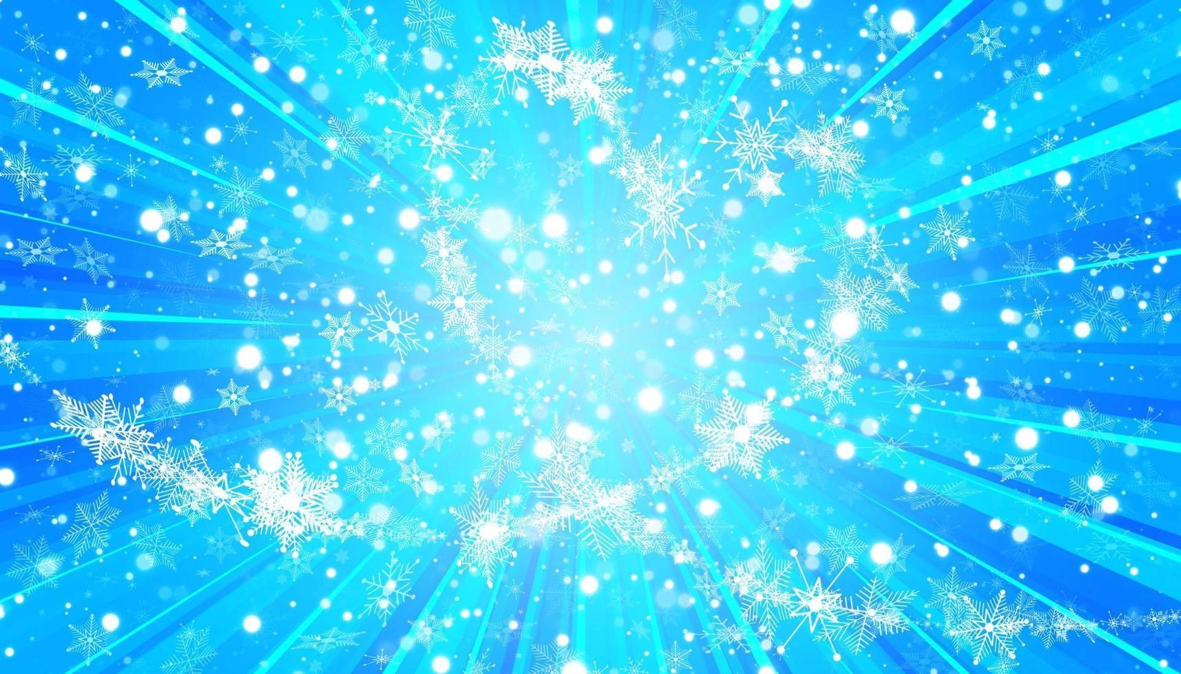 Heart shaped snowflakes in a flat style in continuous drawing lines. Trace of white dust. Magic abstract background isolated. Miracle and magic. vector