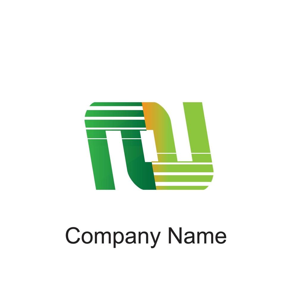 logotipo de nu con círculo colorido, con letra de composición rayada, juegos de tarjetas de presentación para la identidad de la empresa, industria creativa, web. - vector