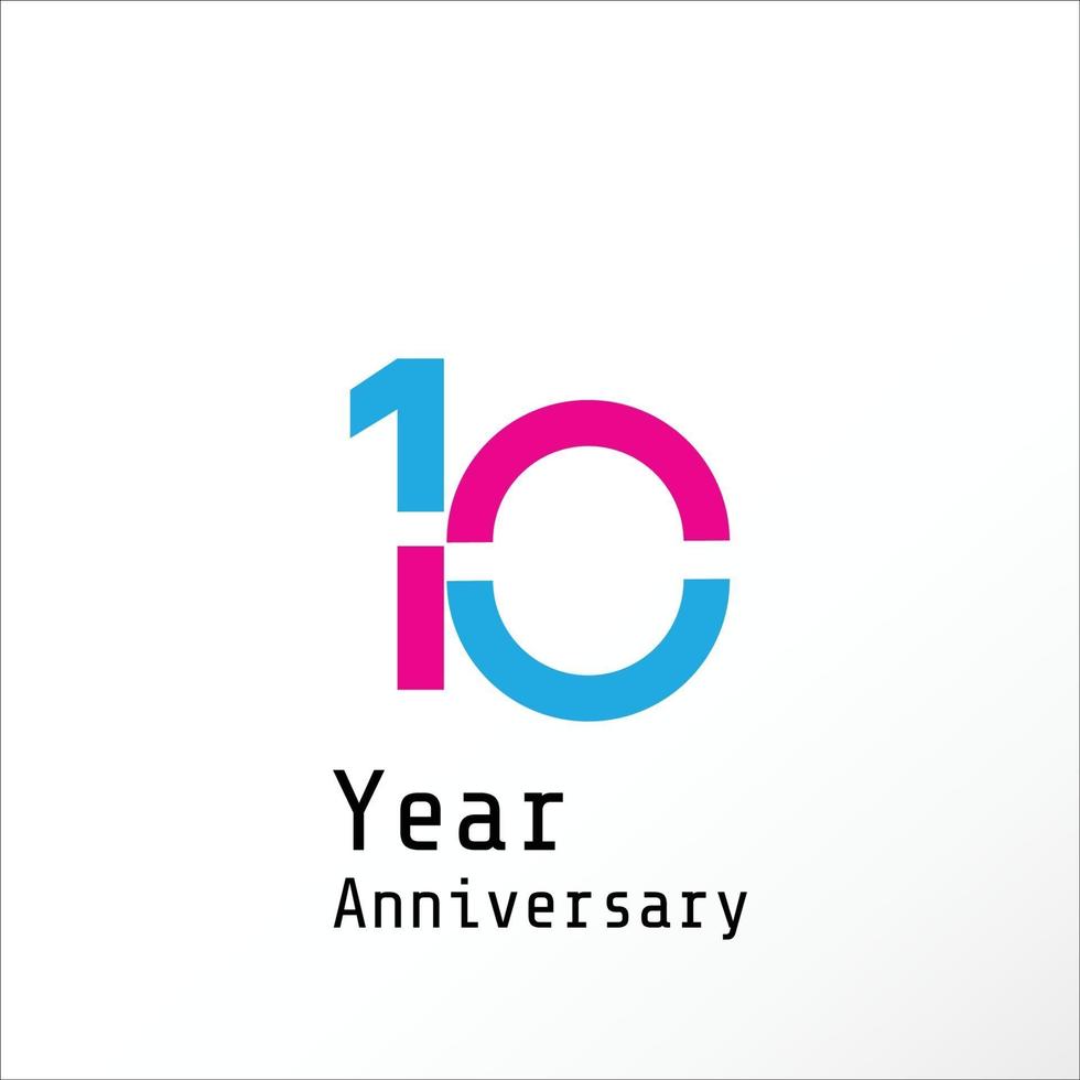 10 Years Anniversary Celebration Blue and Pink Color Vector Template Design Illustration