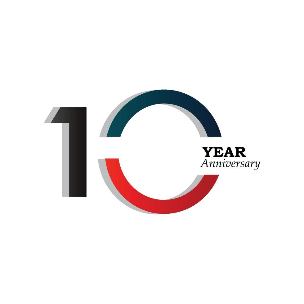 10 Year Anniversary in Blue and Red vector