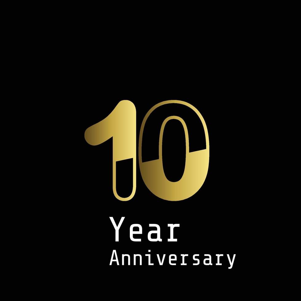 10 Years Anniversary Celebration Gold and Black  Color Vector Template Design Illustration