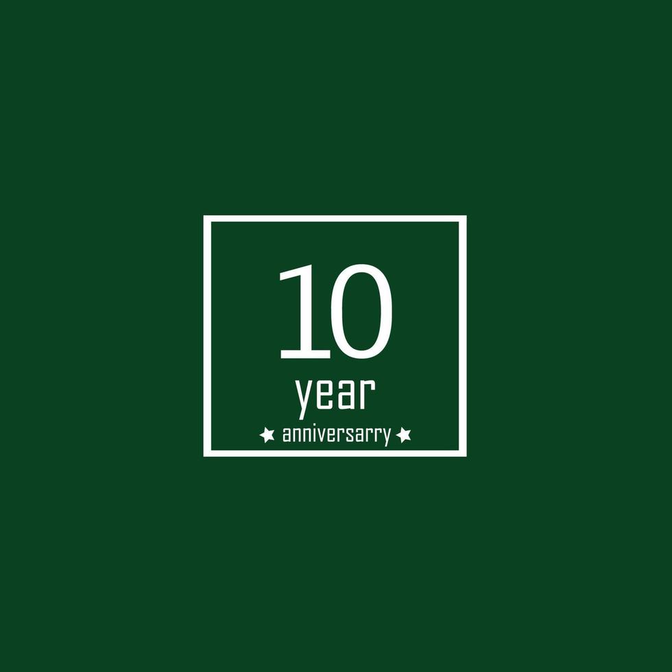 10 Years Anniversary Celebration Green Color Vector Template Design Illustration