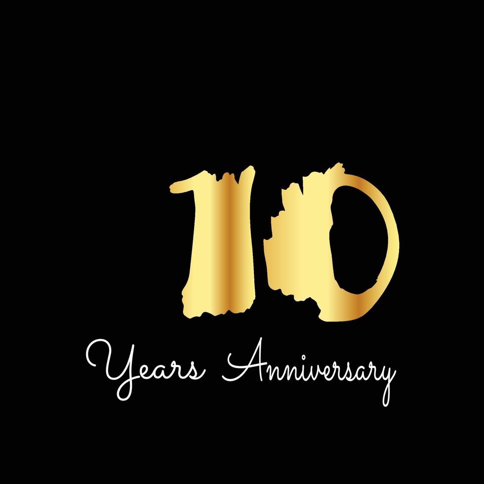 10 Years Anniversary Celebration Gold and Black  Color Vector Template Design Illustration